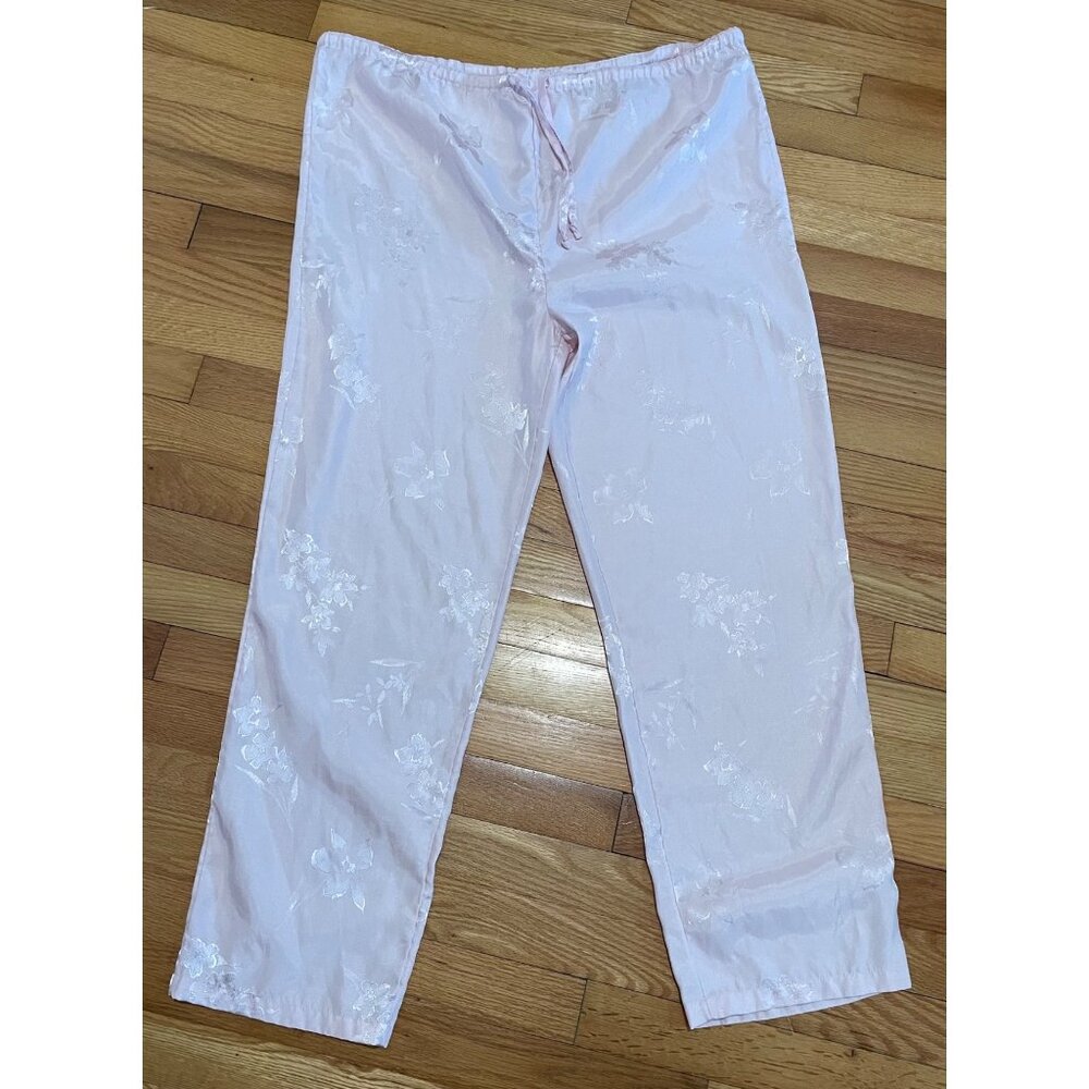 Vtg Valerie Stevens Womens Floral Satin Pajama Pants Size M Romantic Fairy Angel